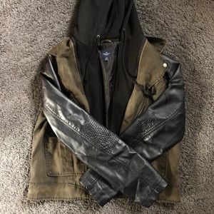 American Eagle, military leather jacket